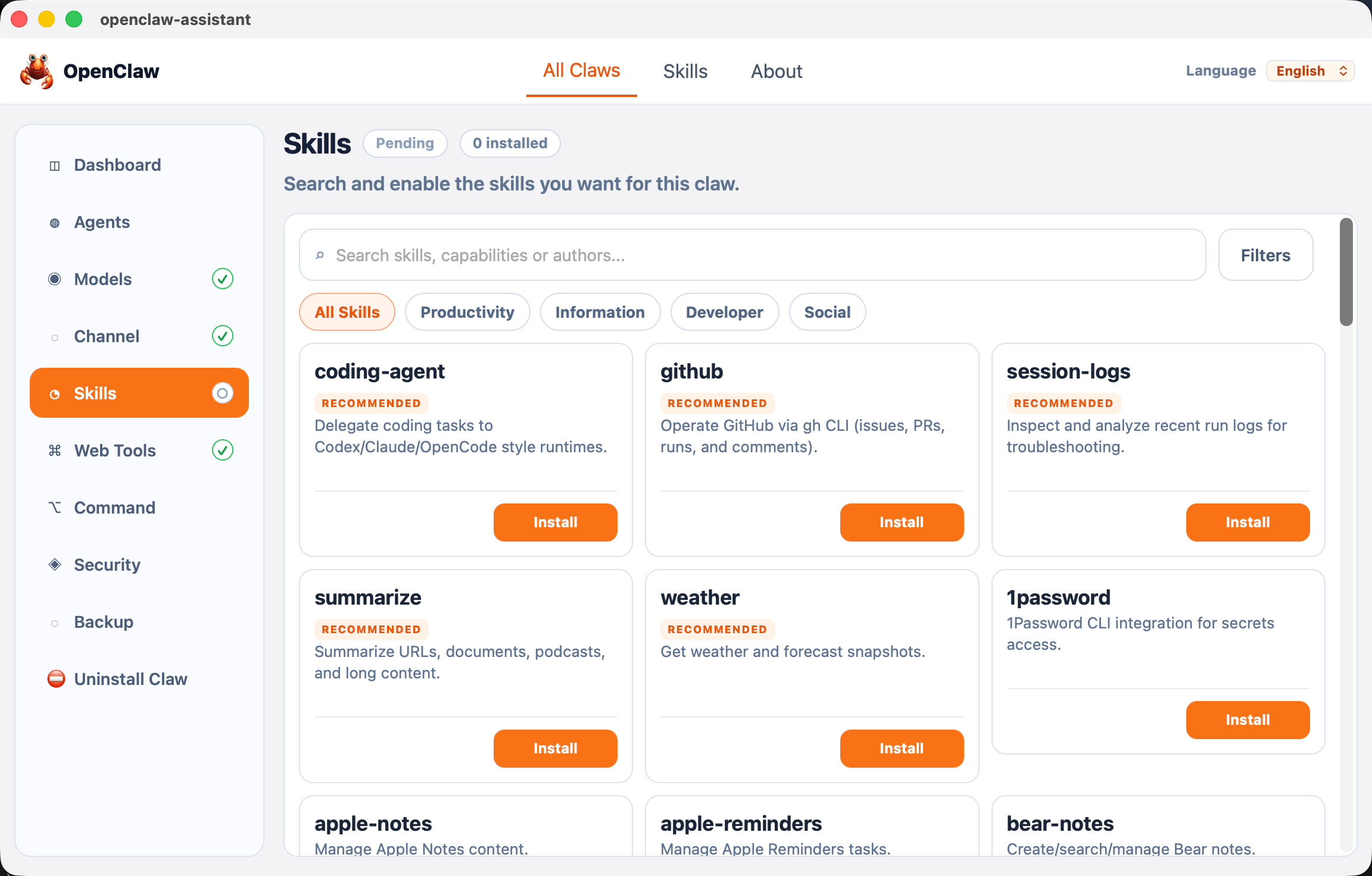 Manage skills from one desktop workspace